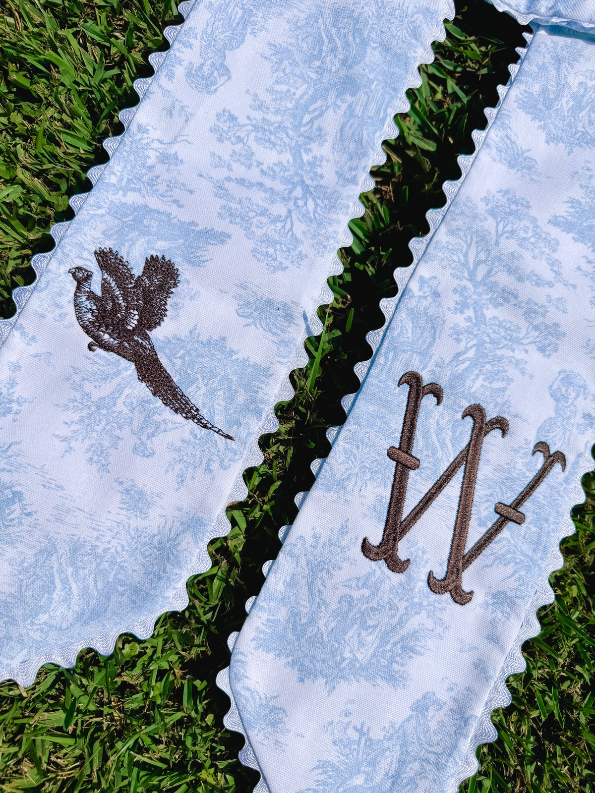 Blue Toile Wreath Sash!